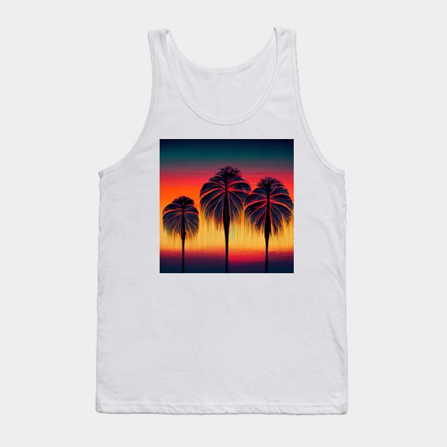 Stylized silhouette of palm trees at sunset Tank Top by Liana Campbell